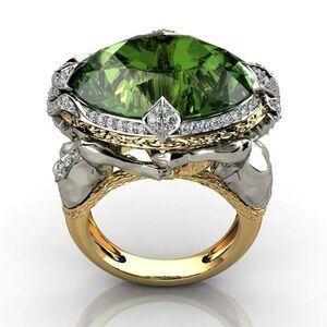 Retro Emerald Crystal Engagement Ring 925 Sterling Silver